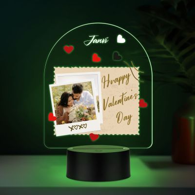 Personalized Happy Valentines Day LED Night Lamp with Automatic Color Changing Light Valentines Day Gift for Boyfriend, Girlfriend, Husband Wife